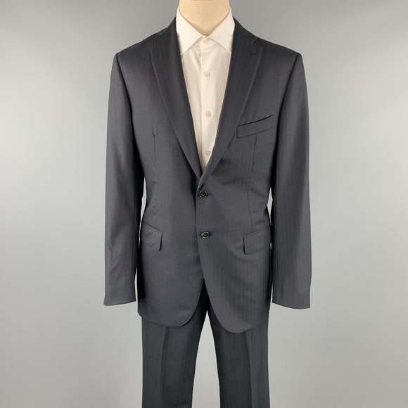 BELVEST Other - BELVEST Long Black Stripe Wool Notch Lapel Suit